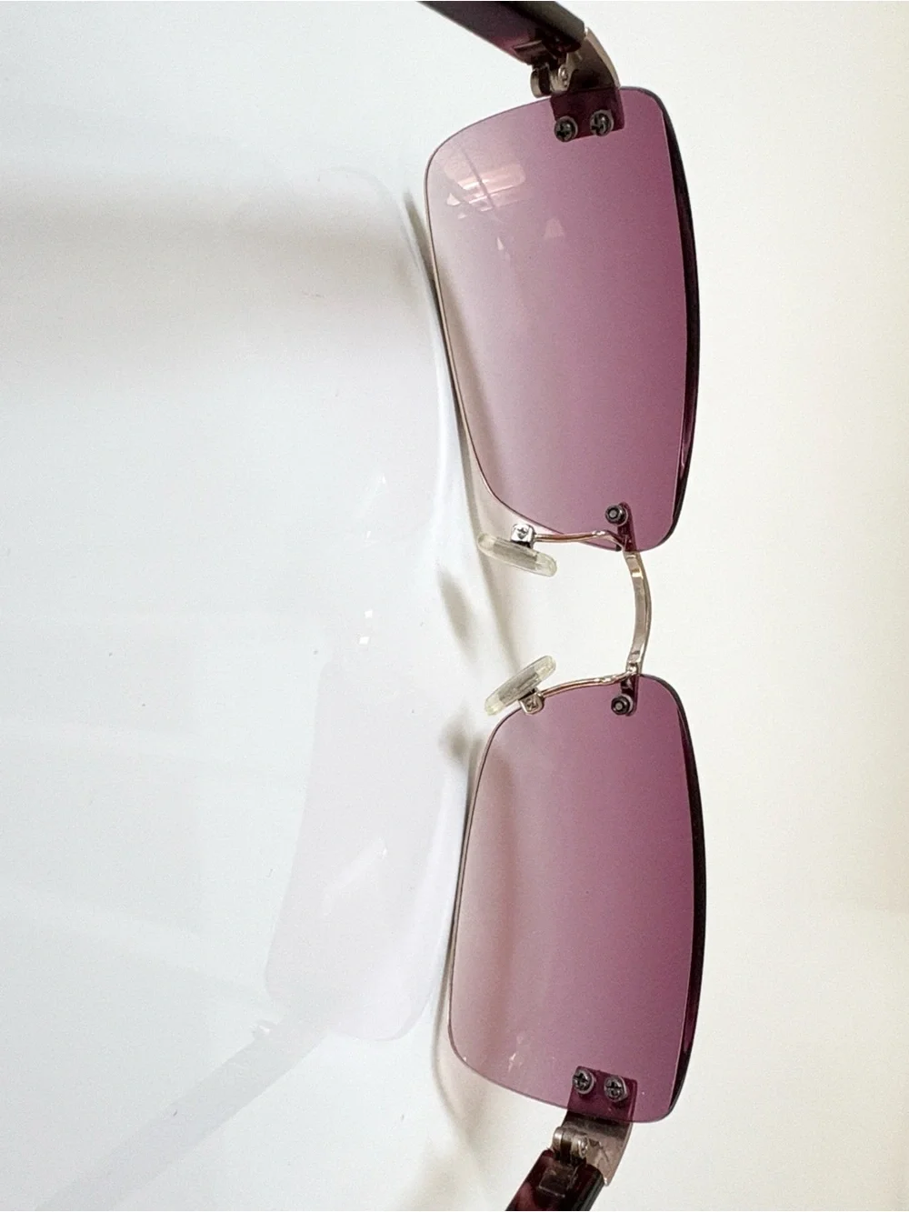 Vintage Fossil Y2K Savannah Rimless Sunglasses Purple Gradient Lenses MS3859